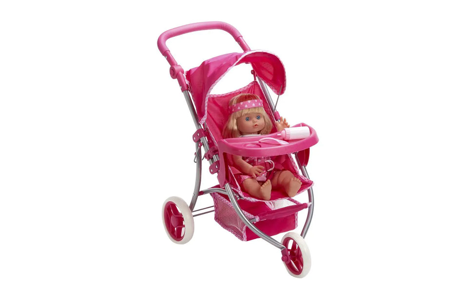 עגלת בובה תלת גל (ורוד)