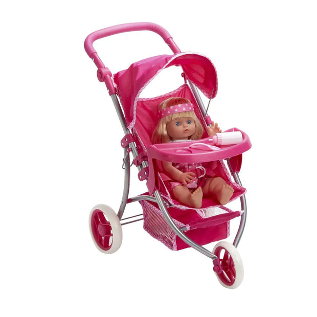 עגלת בובה תלת גל (ורוד)