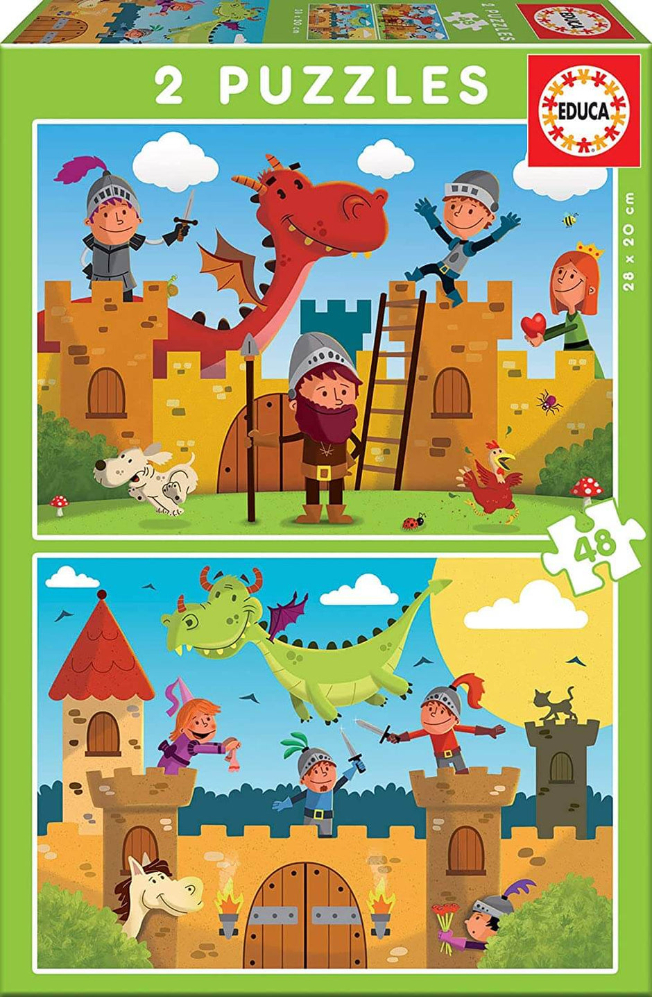 פאזלים 2X48 חל' - דרקונים וטירות