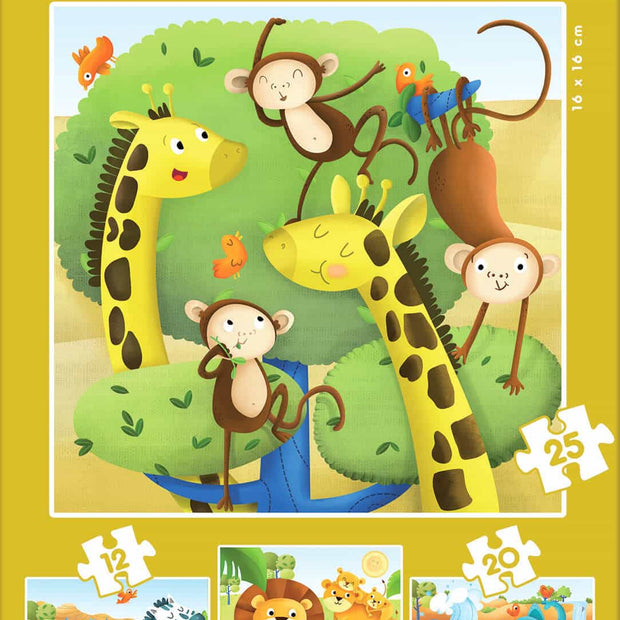 4 פאזלים בקופ' - חיות בר